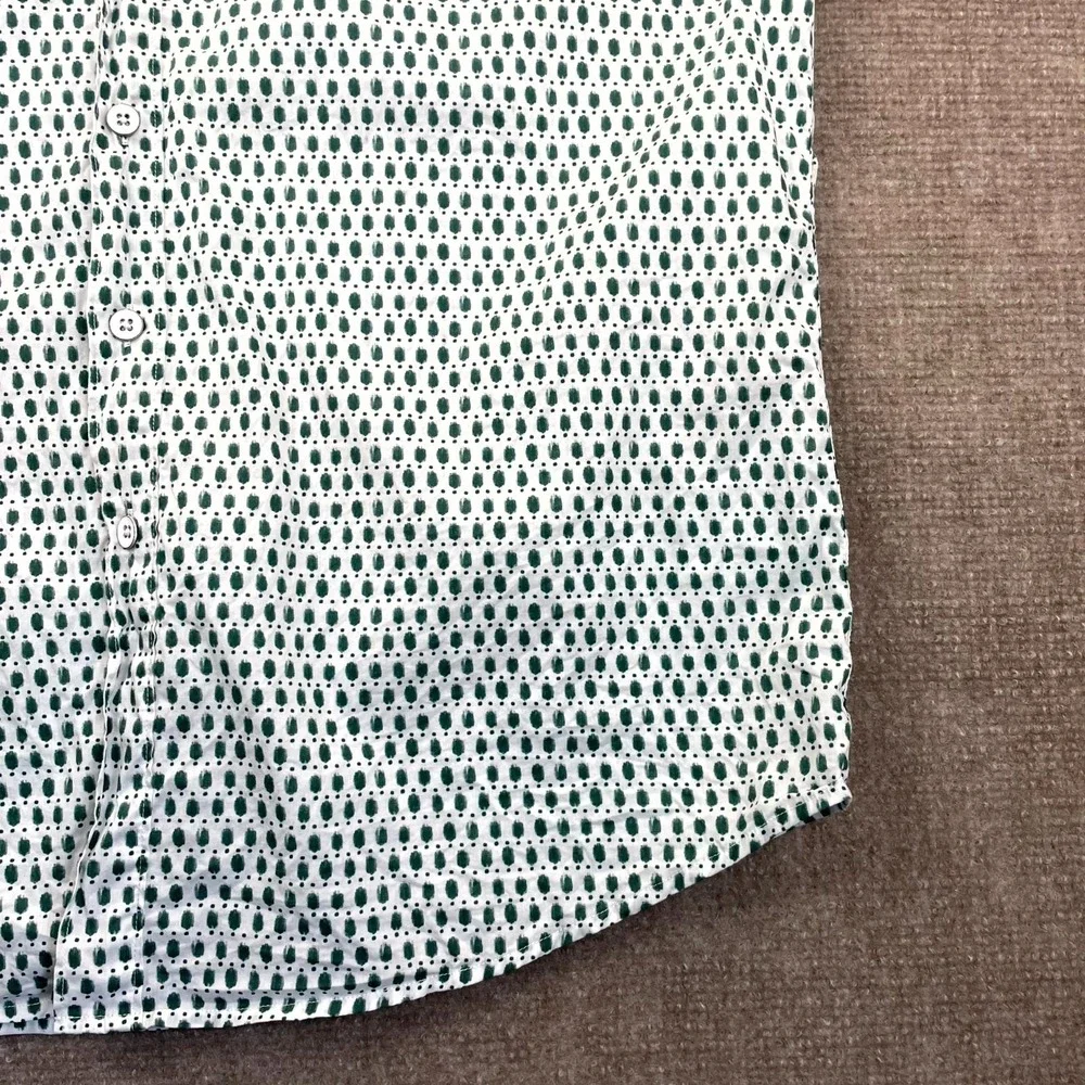 Rodd & Gunn Byron Geo Print Shirt Men XL White Green Cotton Sports Fit Button Up
